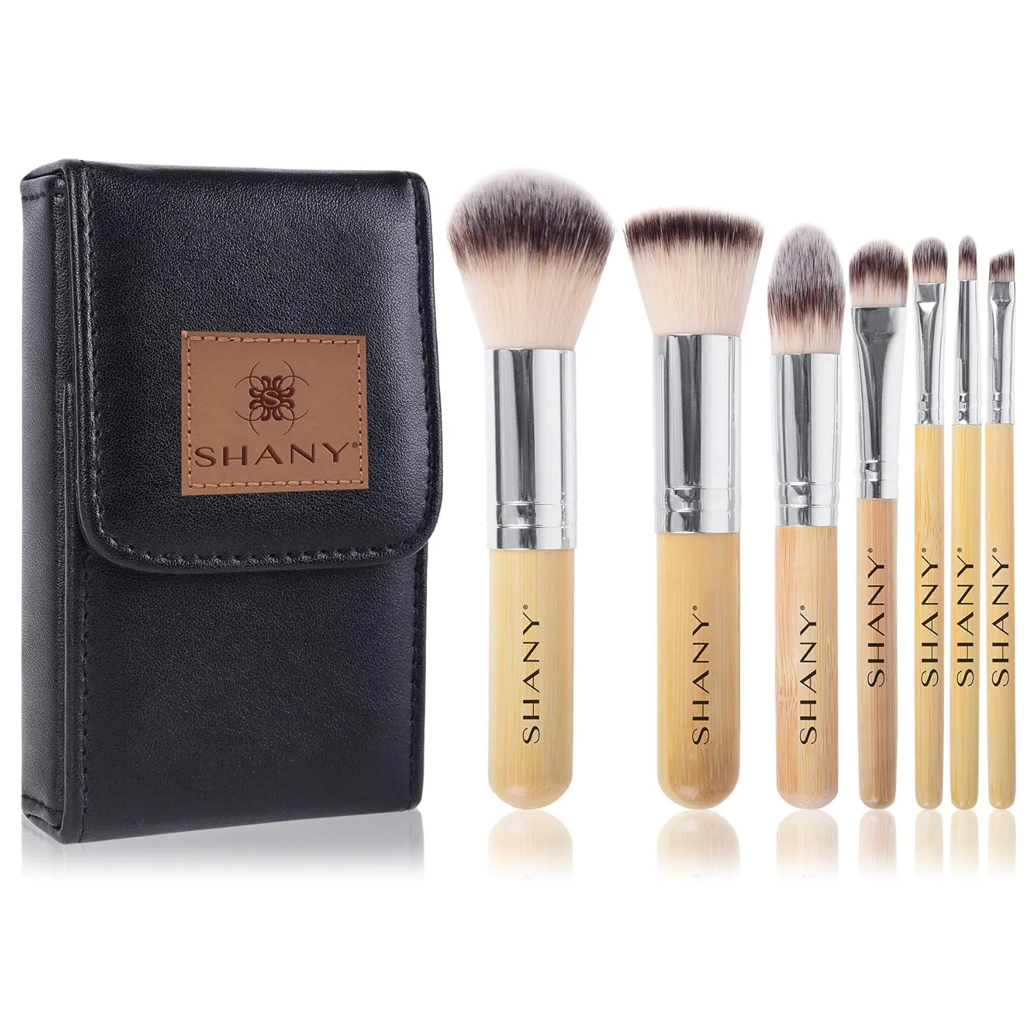 SHANY Makeup Brushes - I love Bamboo - 7pc Petite Pro Bamboo Make up brush set with cosmetics brush Carrying Case