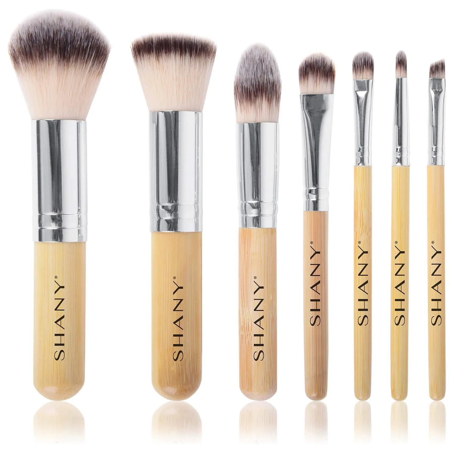 SHANY Makeup Brushes - I love Bamboo - 7pc Petite Pro Bamboo Make up brush set with cosmetics brush Carrying Case