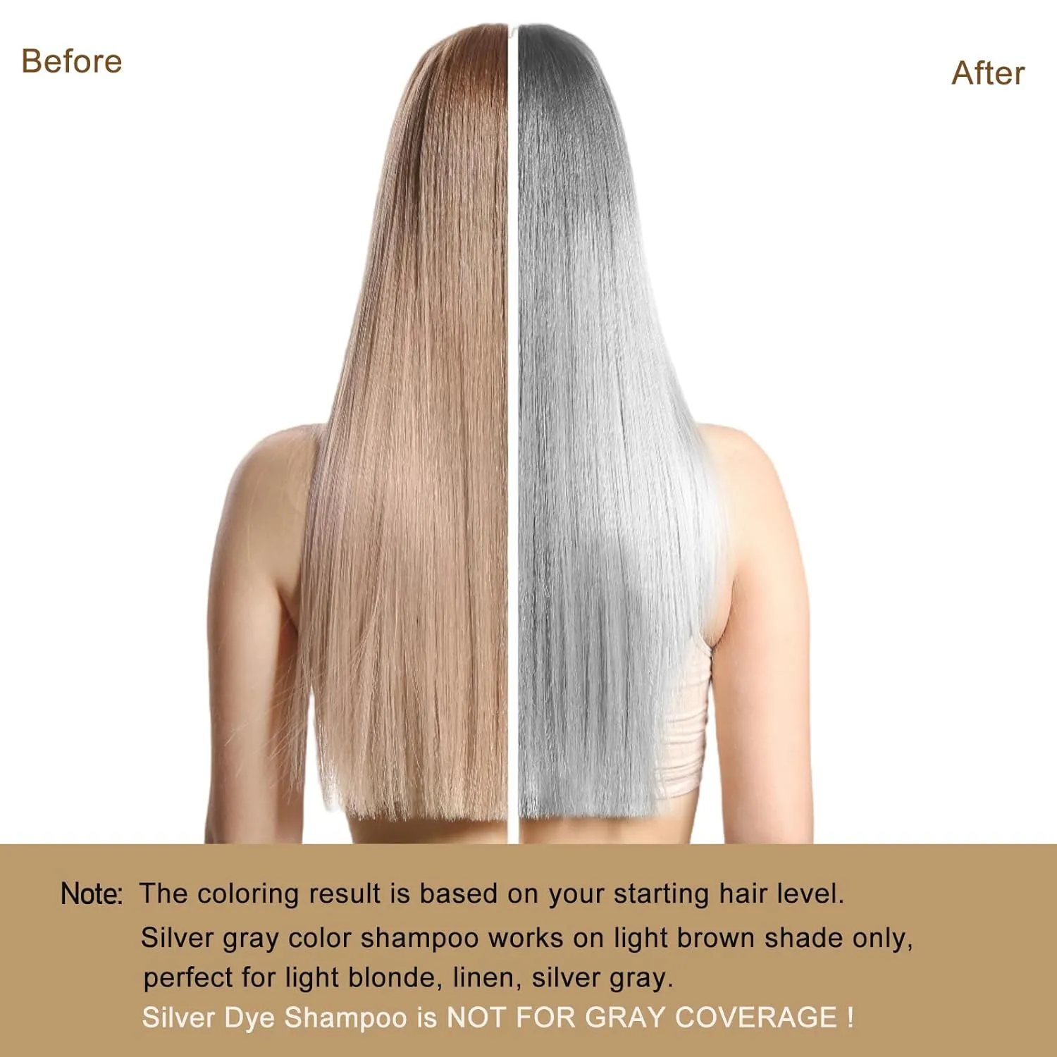 Silver Gray Hair Dye Shampoo, Hair Color Shampoo for Women and Men, Long Lasting Silver Hair Dye, Champu Para Canas, Works in Minutes, Easy to Use, 16.90 Fl Oz