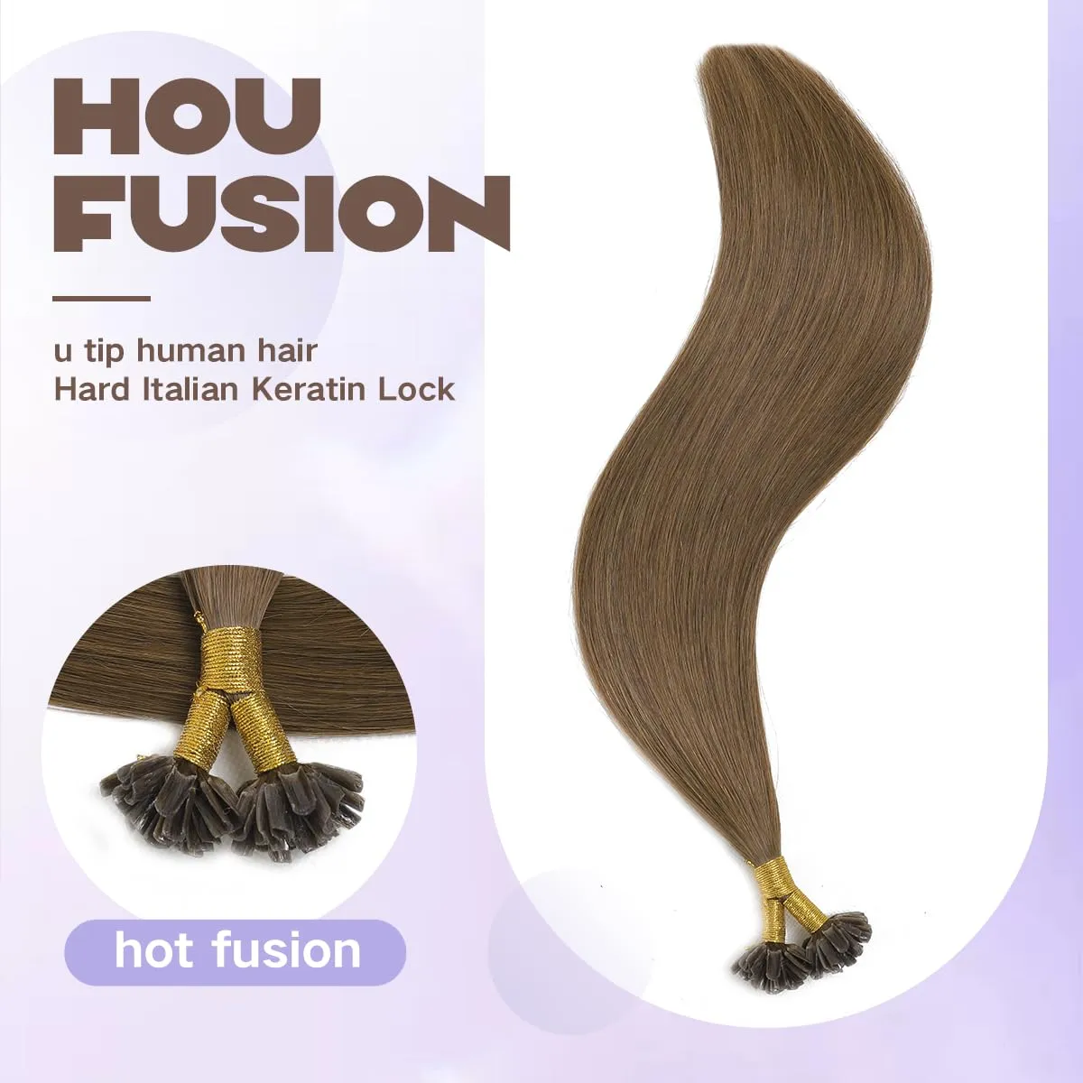 Sindra U Tip Hair Extensions - Chocolate Brown Color 18inch 50g 50 Strands Pre Bonded Fusion Extensions Straight - Keratin Real Human Hair（Utip#4-18inch）