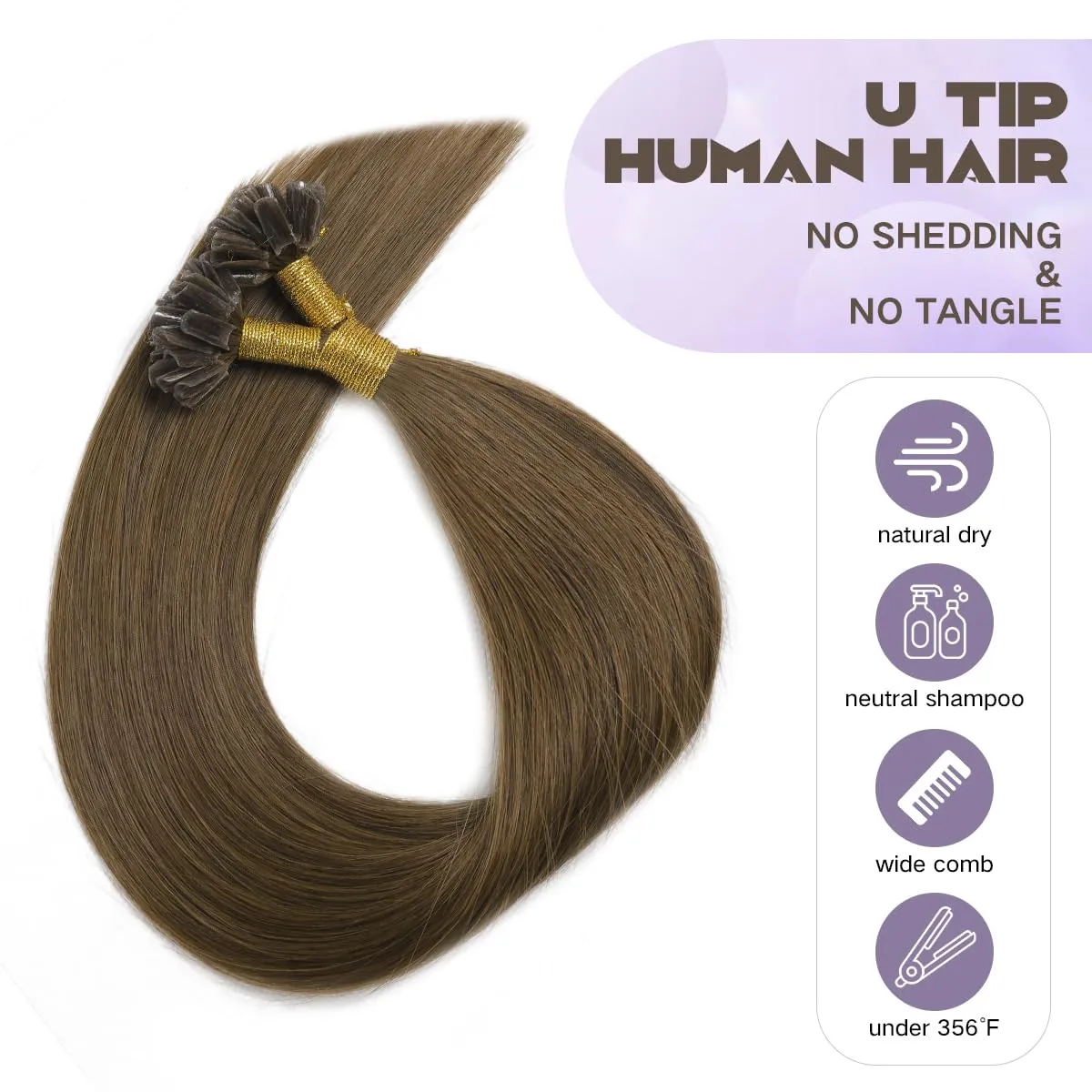 Sindra U Tip Hair Extensions - Chocolate Brown Color 18inch 50g 50 Strands Pre Bonded Fusion Extensions Straight - Keratin Real Human Hair（Utip#4-18inch）