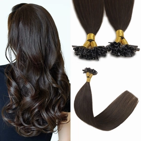 Sindra Nail Extension Tips Real Human Hair Darkest Brown Color 18inch 50 Strand 50G Keratin U Tip Hair Extensions Human Hair Fusion U Tip Keratin Hair Extensions Human Hair（Utip#2-18inch）