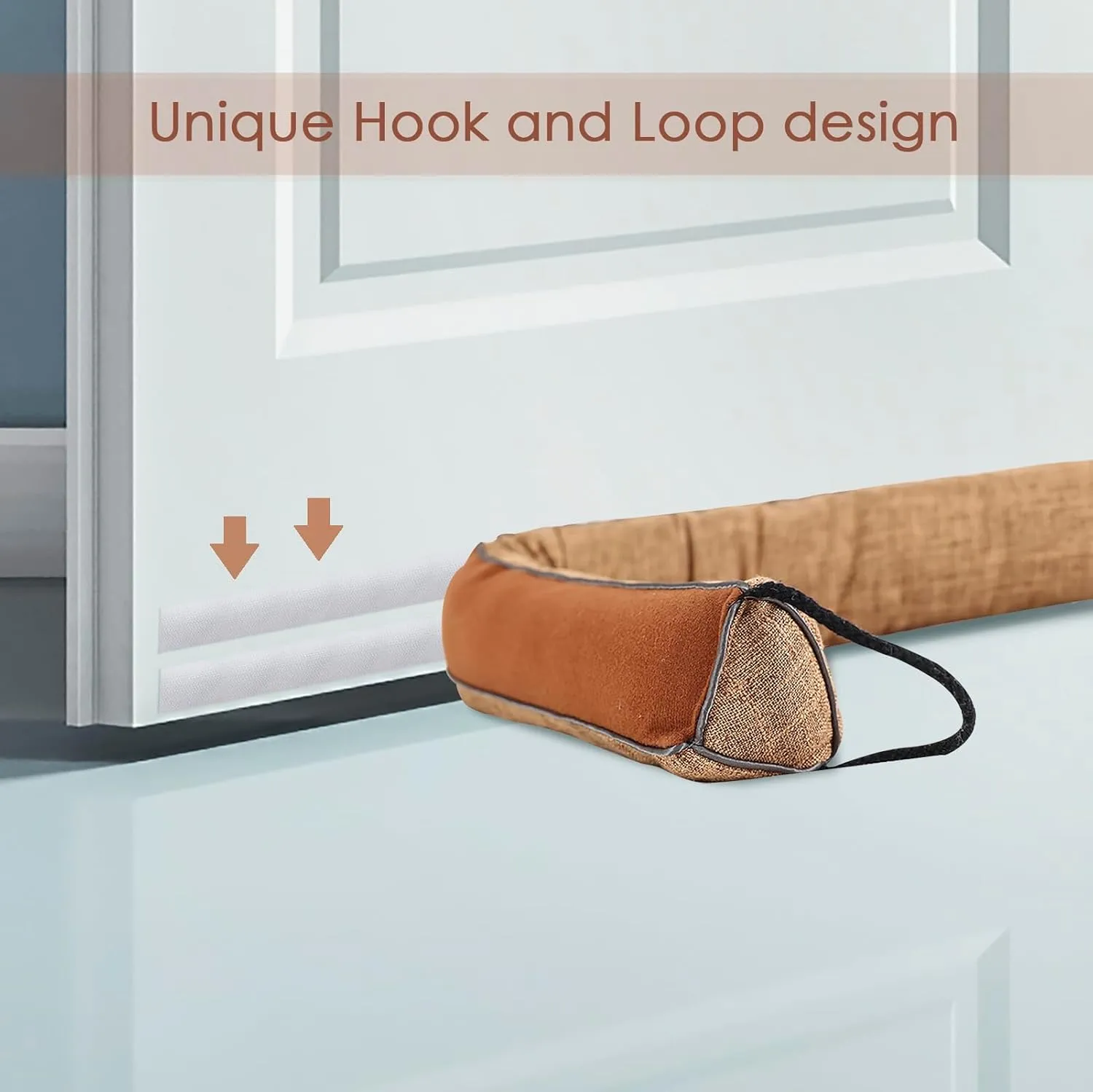 SINGINGLORY Door Draft Stopper for Bottom of Door,Weighted Door Draft Stopper,30 to 38 inches,Reduce Cold Air, Light,Soundproof Door Sweep,Machine Washable (Brown, 30Inches)