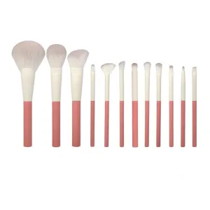 Soft Bristle 12pcs Makeup Brush Set Lime Green Terracotta Red Loose Powder Brush Eye Shadow Concealer Brush