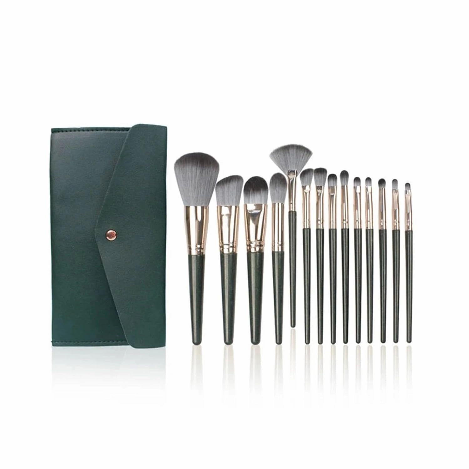 Soft Bristled Makeup Brush 14 Green Cloud Makeup Brush Set Woman Tool Beginner Blush Brush(Set And Bag)