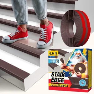 Stair Edge Protector 6.6 Ft - Brown Rubber Edge Trim for Steps - Vinyl Stair Nose Molding - Rubber Nose Trim - Fit for Indoor and Outdoor - Non Slip and Waterproof