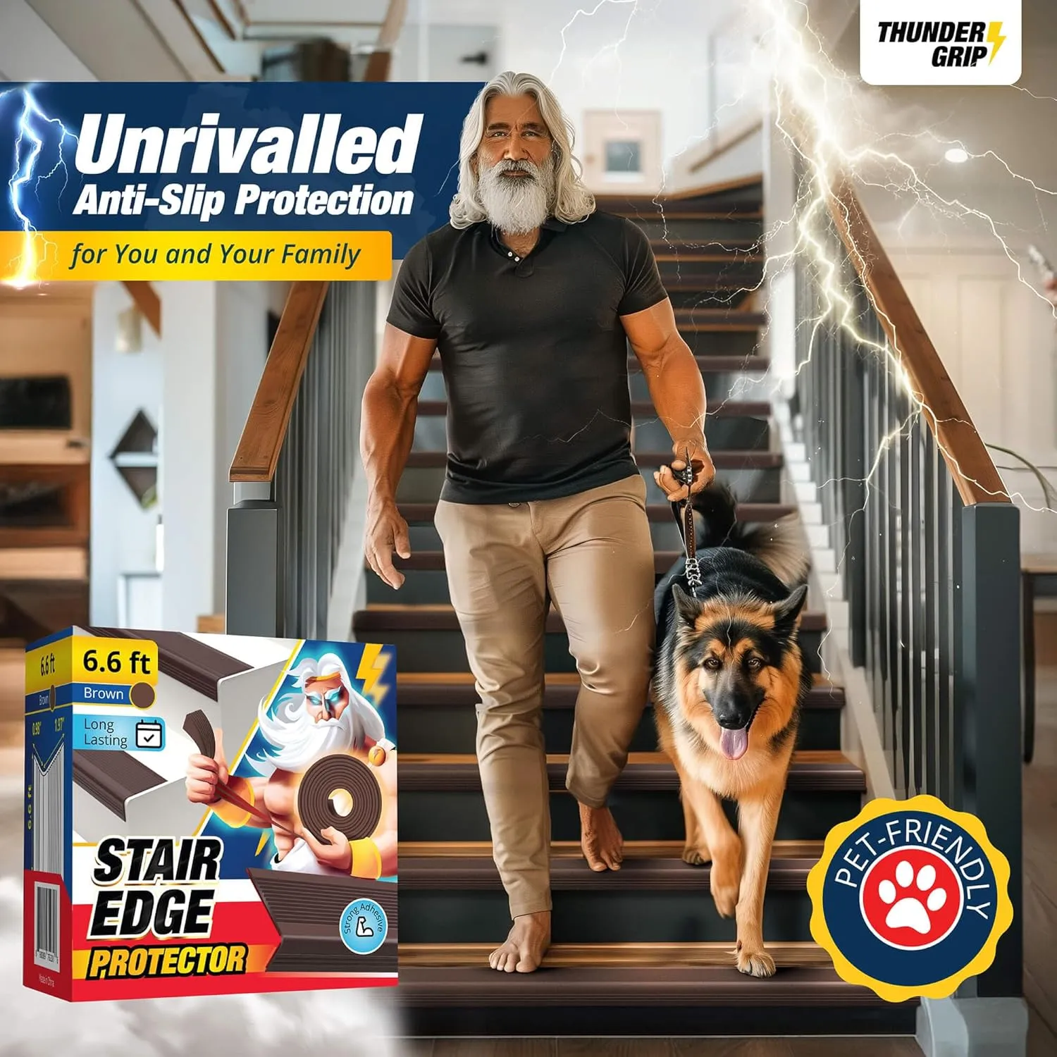 Stair Edge Protector 6.6 Ft - Brown Rubber Edge Trim for Steps - Vinyl Stair Nose Molding - Rubber Nose Trim - Fit for Indoor and Outdoor - Non Slip and Waterproof