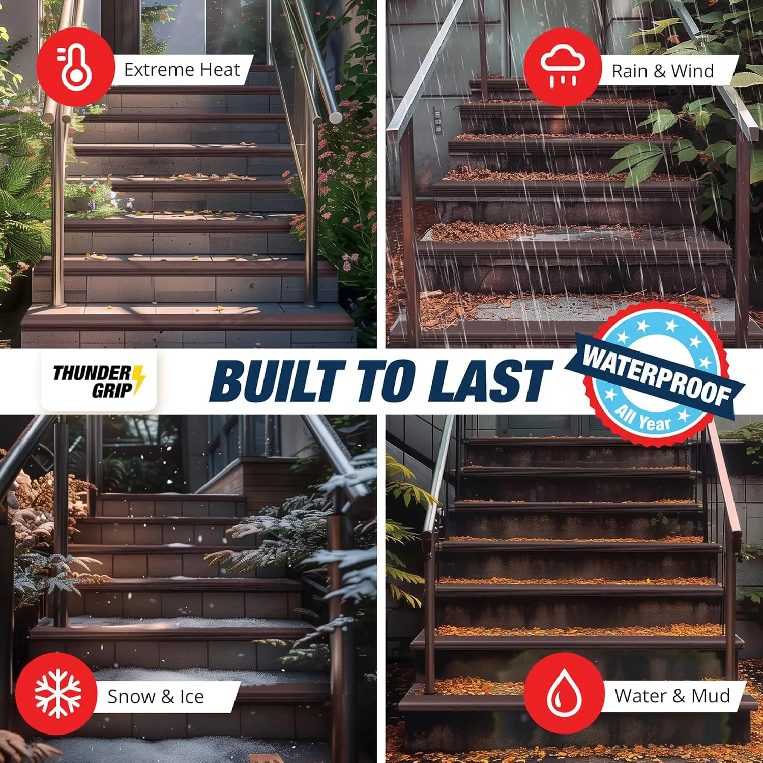 Stair Edge Protector 6.6 Ft - Brown Rubber Edge Trim for Steps - Vinyl Stair Nose Molding - Rubber Nose Trim - Fit for Indoor and Outdoor - Non Slip and Waterproof