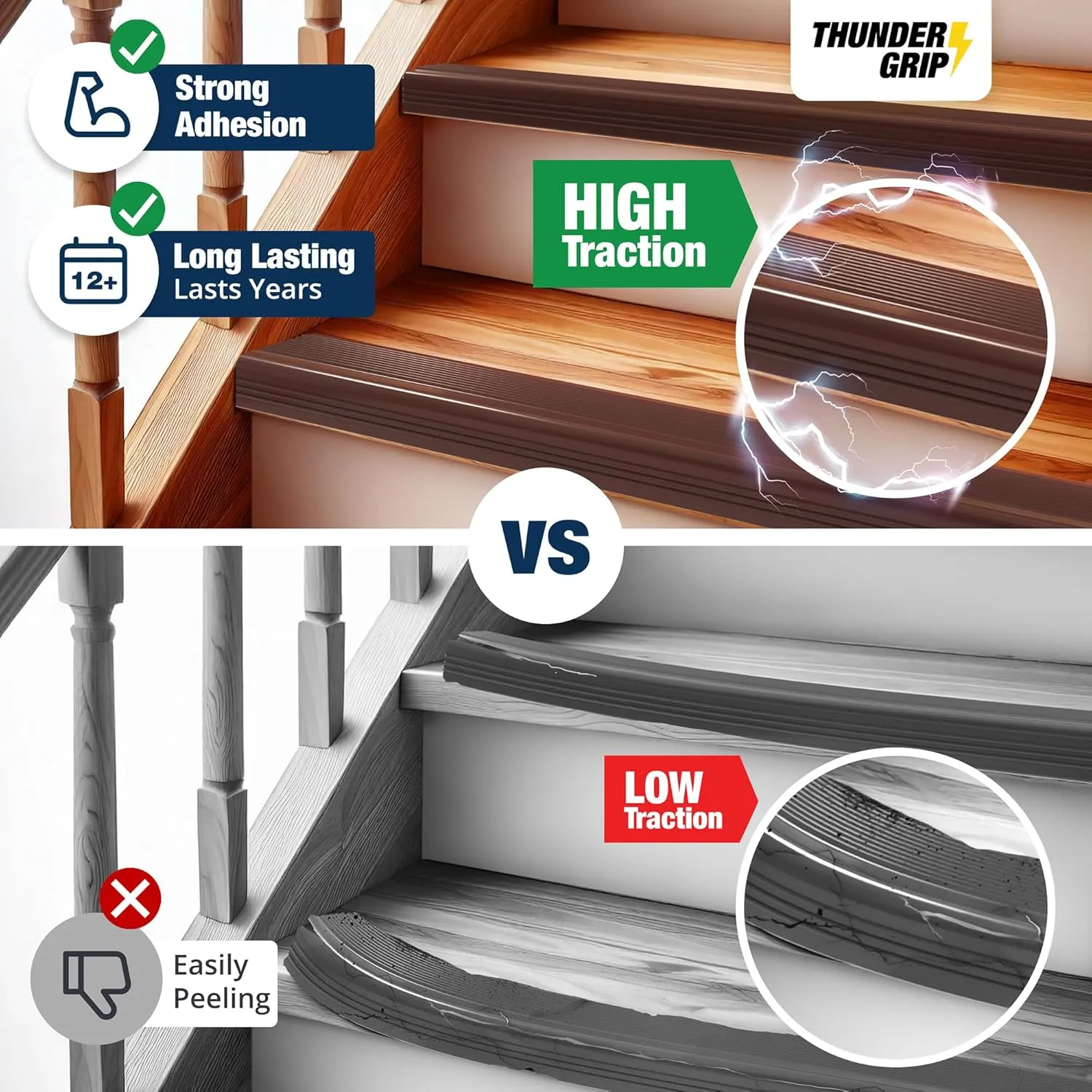 Stair Edge Protector 6.6 Ft - Brown Rubber Edge Trim for Steps - Vinyl Stair Nose Molding - Rubber Nose Trim - Fit for Indoor and Outdoor - Non Slip and Waterproof