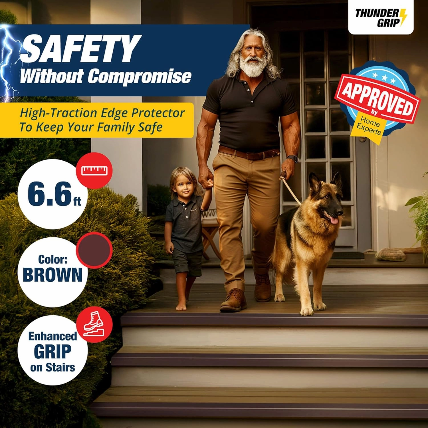 Stair Edge Protector 6.6 Ft - Brown Rubber Edge Trim for Steps - Vinyl Stair Nose Molding - Rubber Nose Trim - Fit for Indoor and Outdoor - Non Slip and Waterproof