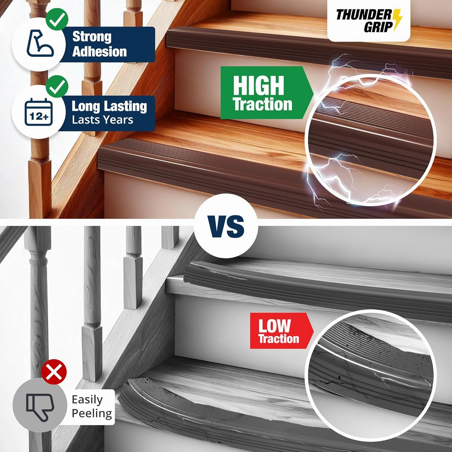 Stair Edge Protector 6.6 Ft - Brown Rubber Edge Trim for Steps - Vinyl Stair Nose Molding - Rubber Nose Trim - Fit for Indoor and Outdoor - Non Slip and Waterproof