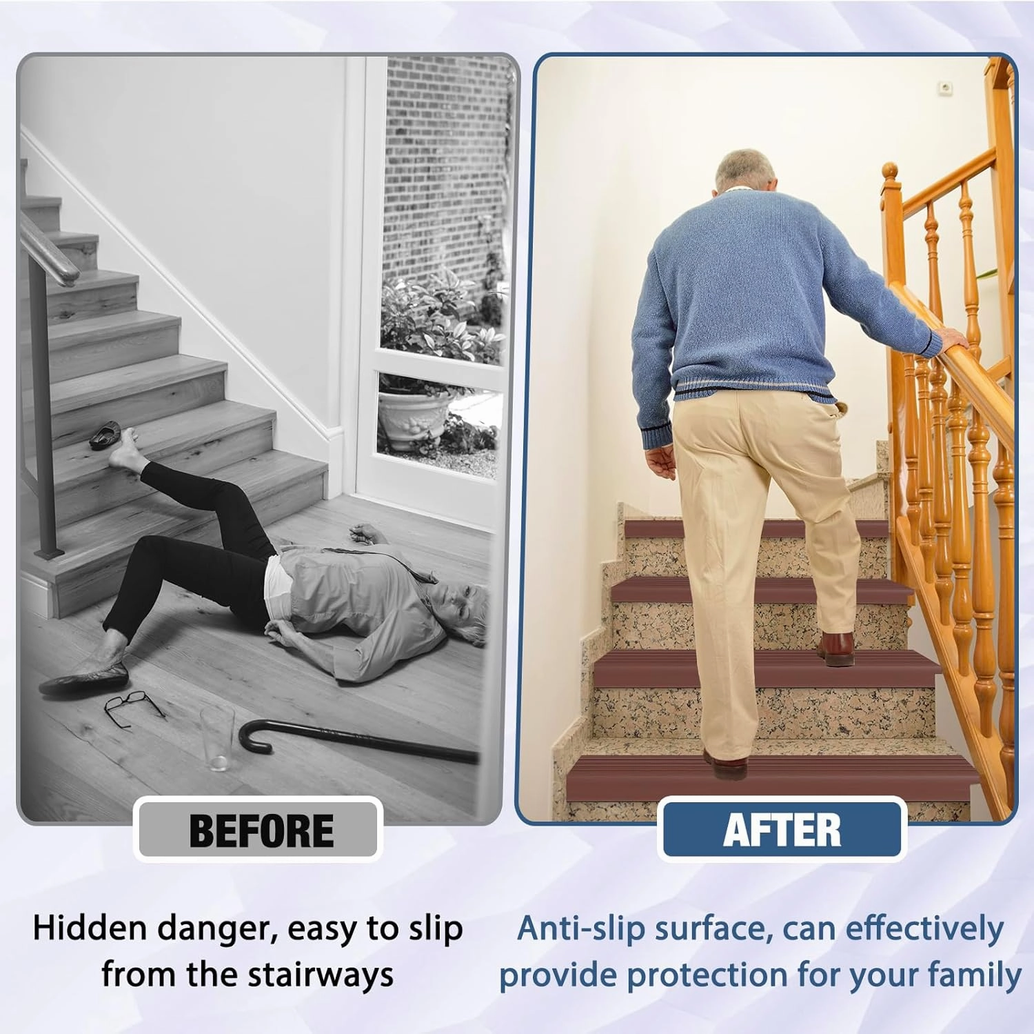 Stair Edge Trim Self Adhesive Vinyl Stair Nosing Molding Trim Non-Slip Rubber Nose Protector Peel and Stick Anti-Slip Edging for Indoor & Outdoor Use (Brown, 4 in x 10 Ft)
