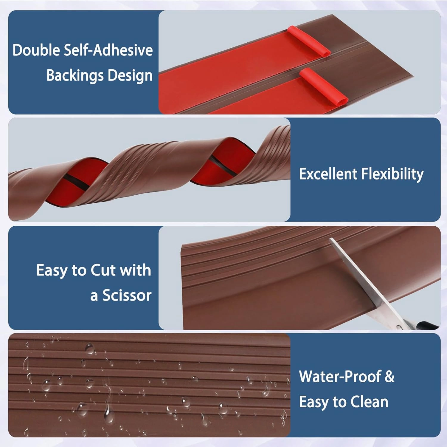 Stair Edge Trim Self Adhesive Vinyl Stair Nosing Molding Trim Non-Slip Rubber Nose Protector Peel and Stick Anti-Slip Edging for Indoor & Outdoor Use (Brown, 4 in x 10 Ft)