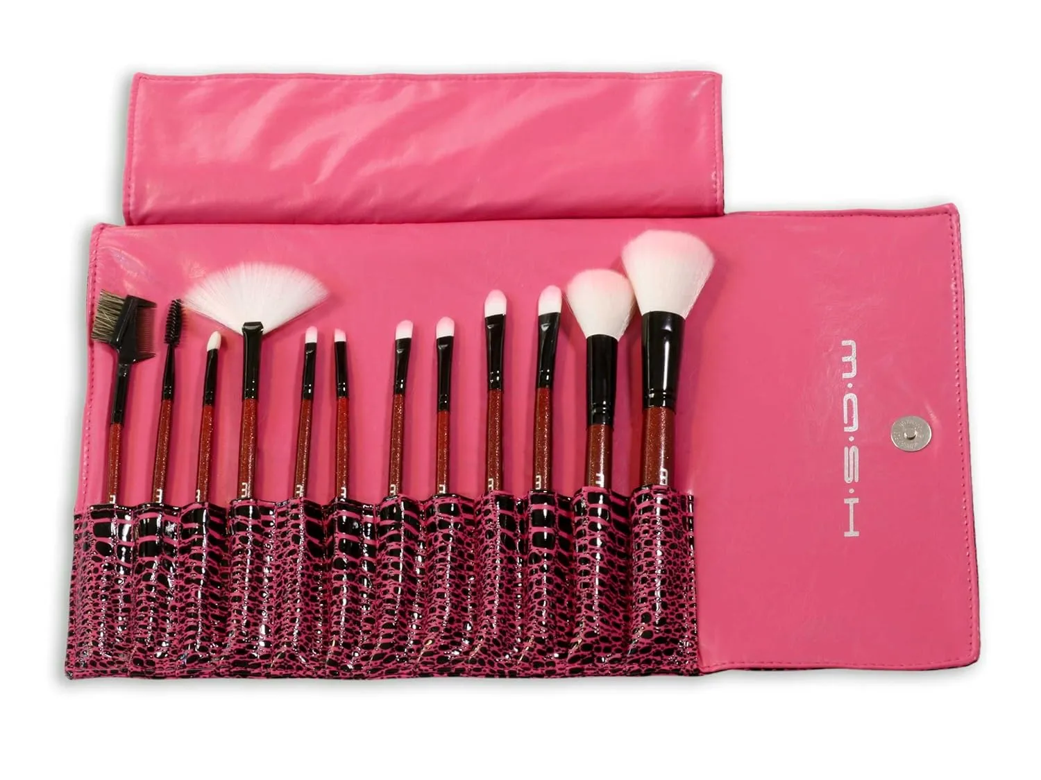 Studio Pro Makeup Make Up Cosmetic Brush Set Kit w/ Leather Case - For Eye Shadow, Blush, Concealer, Etc