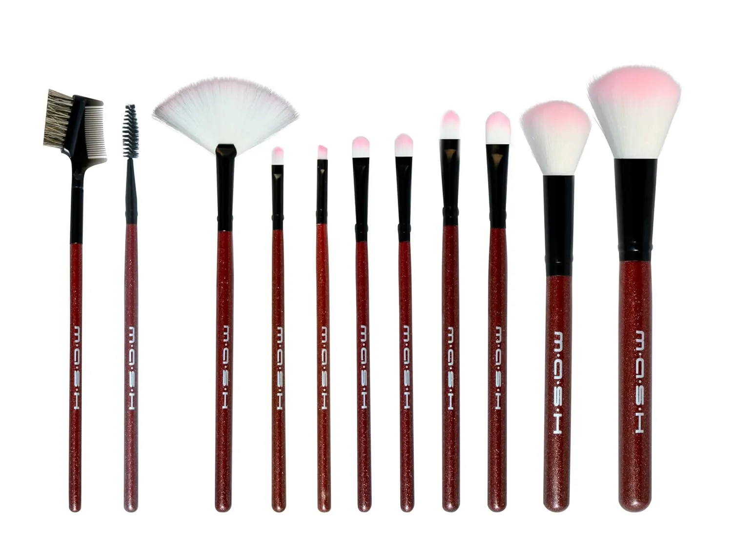 Studio Pro Makeup Make Up Cosmetic Brush Set Kit w/ Leather Case - For Eye Shadow, Blush, Concealer, Etc