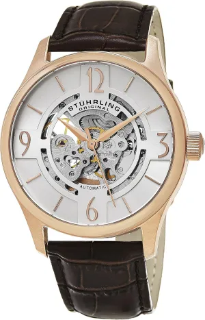 Stuhrling Original Men's 'Legacy' Automatic Stainless Steel and Brown Leather Dress Watch (Model: 557.04)