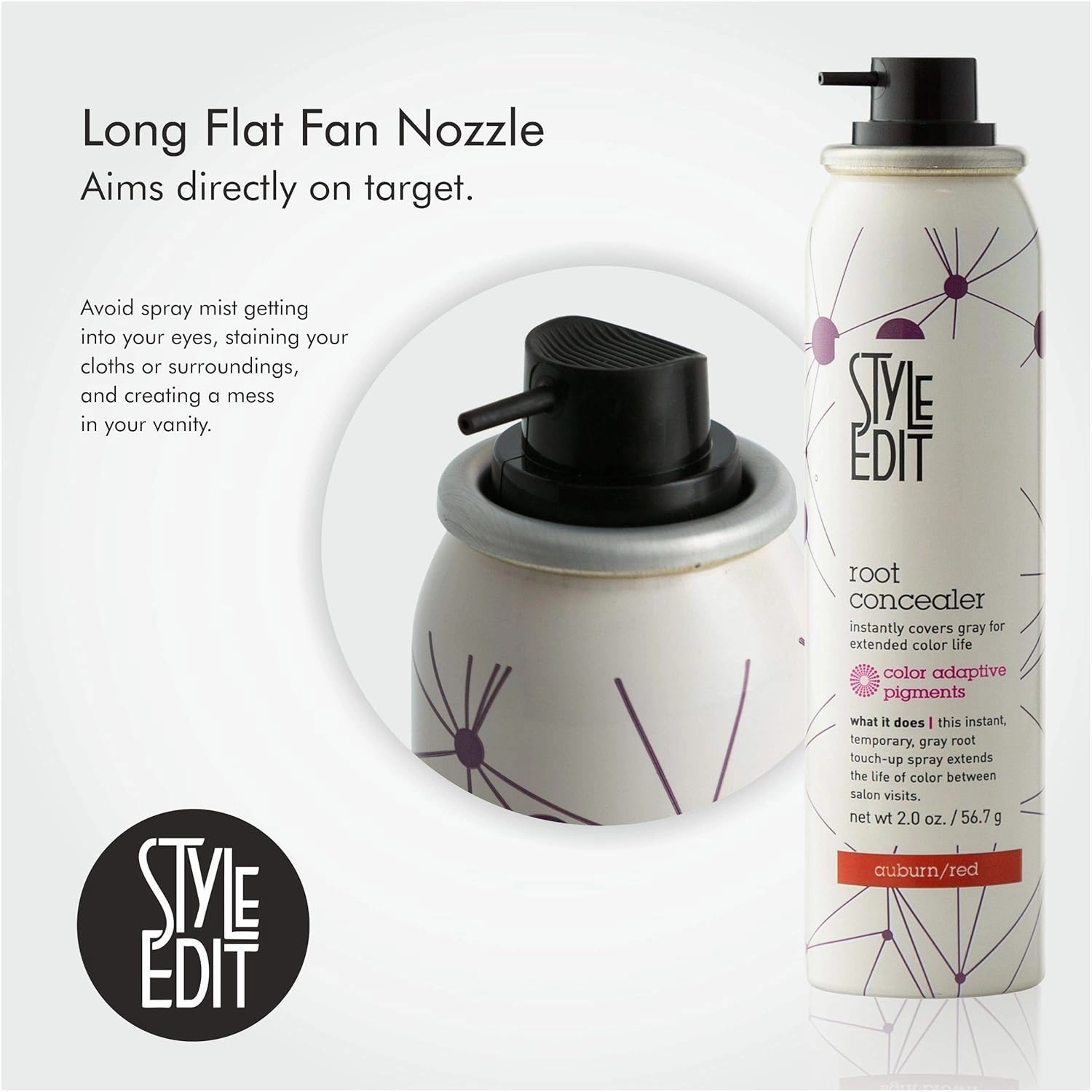 Style Edit Root Concealer Touch Up Spray | Instantly Covers Grey Roots | Professional Salon Quality Cover Up Hair Products for Women |Auburn/Red 2 Ounce (Pack of 2)