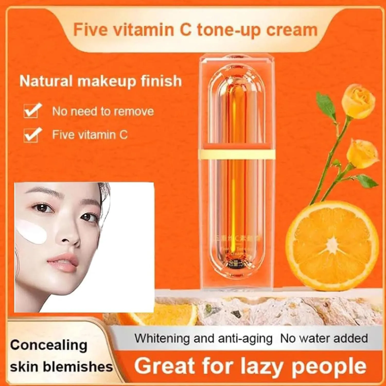 Swarous Vitamin C Multi Vc Natural Makeup Cream, Five Vitamin C Tone-Up Cream, Swarous Vitamin C Makeup Tone Up Cream, Moisturizing 𝐁𝐫𝐢𝐠𝐡𝐭𝐞𝐧ing Concealer Smooth Tone Up Cream (3PCS, One size)