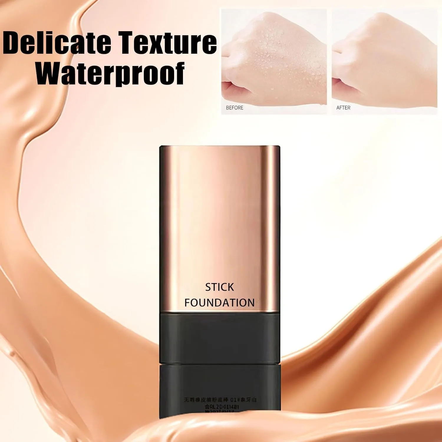 Synthetic Foundation Stick, Anti Wrinkle Foundation Stick, 2 in 1- Luxury Anti-Wrinkle Foudation Stick, Instant Concealing Foundation Stick with Built-in Brush-2pcs