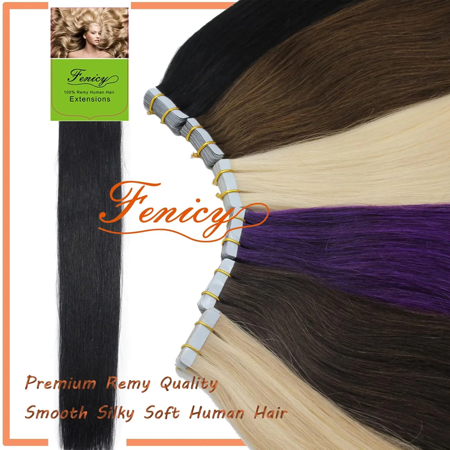 Tape-in Hair Extensions - Blonde Seamless Invisible Tape-on Human Hair Extensions - Platinum Blonde Double Sided Adhesive Skin Wefts - Remy Brazilian Hair Straight #60 24 Inch 20pcs 70g