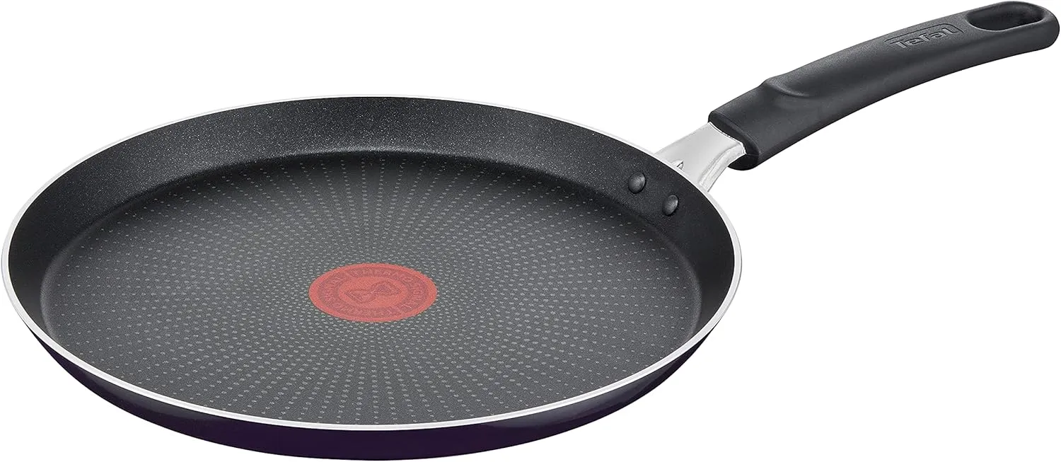 Tefal D52610 Resist crepe pan 25 cm | safe titanium non-stick coating | thermal signal temperature indicator | easy cleaning | flame protect technology | black | not suitable for induction