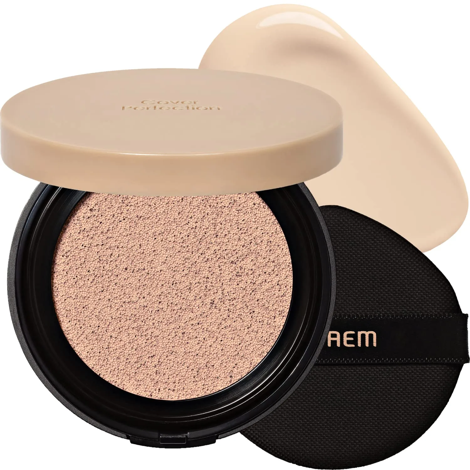 the SAEM Cover Perfection Concealer Cushion With 56 Hours Natural Finish #1 Clear Beige - Full Coverage Moisturizing Concealer With 16 Times More Cover Particles - Pore Minimizing Foundation For All