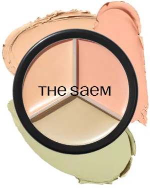 THE SAEM Cover Perfection Triple Pot Concealer 03 Correct Up Beige - for Fair to Light Skin Tone - 3 Color Full Coverage Concealer - Covers Blemishes Spots, Dark Circles, Redness Skin