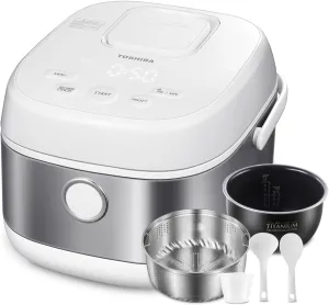 TOSHIBA Rice Cooker Induction Heating, Low Carb Rice Cooker Low Sugar Digital Steamer, 5.5 Cups Uncooked Japanese Rice Cooker, 8 Cooking Functions, 24H Timer & Auto Keep Warm