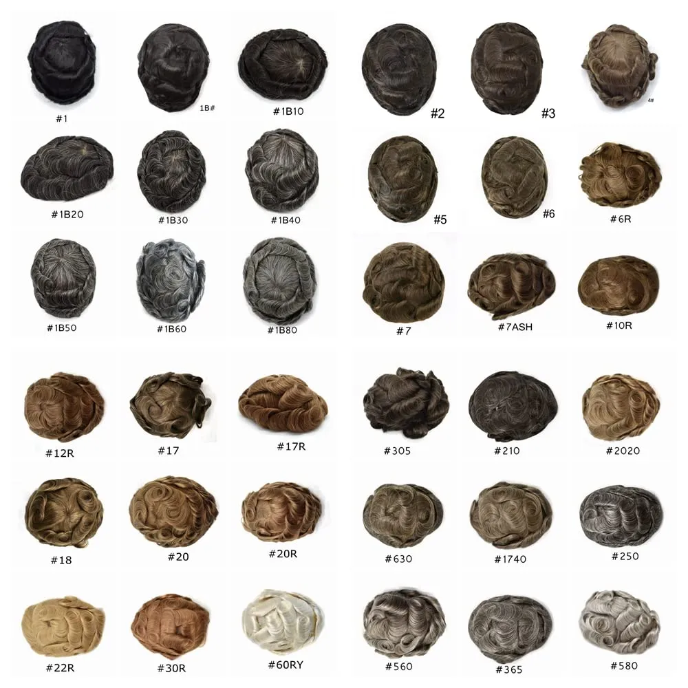 Toupee for Men Hair System Replacement 0.06mm Ultra Thin Skin V-Looped Mens Hairpiece PU Wig for Men Toupee Hair Units 90% Light Density, 310# Dark Brown With 10% Gray