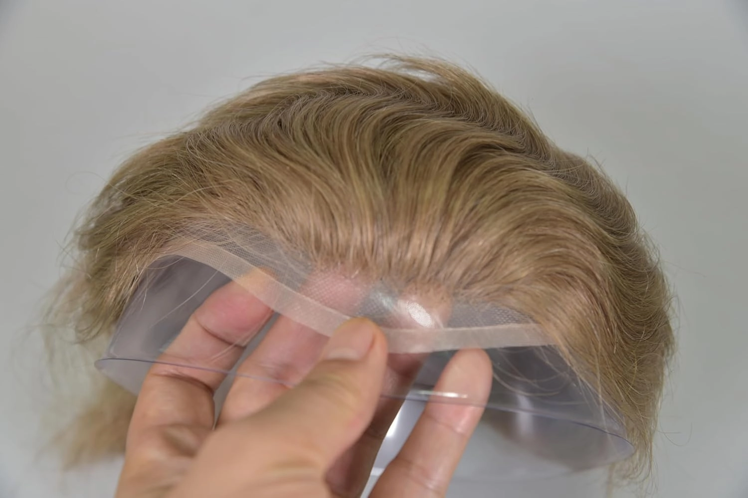 Toupee for Men 100% European Human Hair Swiss Lace Front Natural Hairline Hair Pieces 0.08mm Thin Skin PU V-looped Men's Hair Replacement System 8x10 Inches #18 Ash Blonde Brown Color