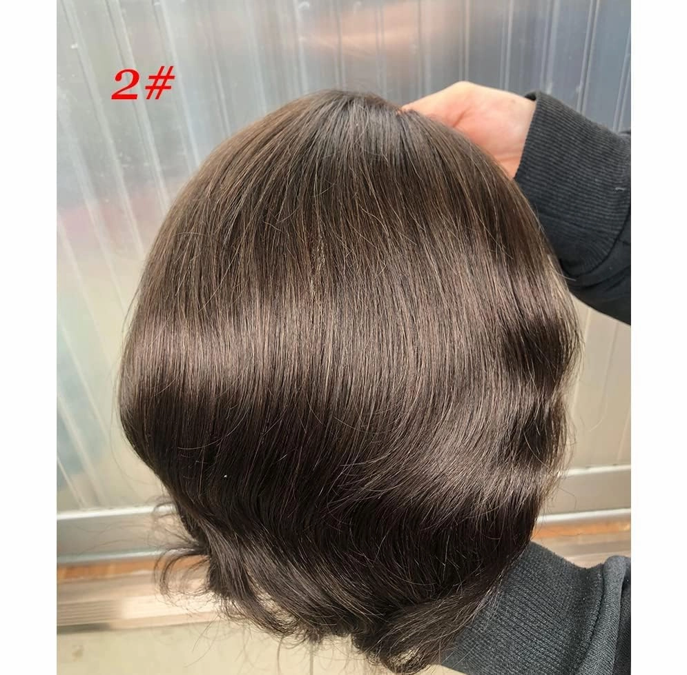 Toupee for Men 100% European Human Hair Swiss Lace Front Natural Hairline Hair Pieces 0.08mm Thin Skin PU V-looped Men's Hair Replacement System 8x10 Inches #2 Dark Brown Color