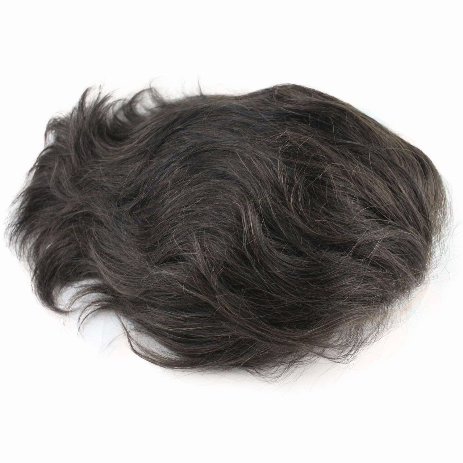 Toupee for Men 100% European Human Hair Swiss Lace Front Natural Hairline Hair Pieces 0.08mm Thin Skin PU V-looped Men's Hair Replacement System 8x10 Inches #4 Medium Brown Color