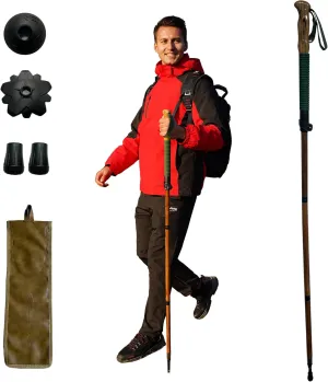 Trekking Pole - 1pc Pack Sassafras Wood Adjustable&Detachable Hiking or Walking Stick