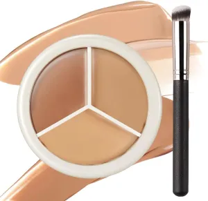 Tri-color Face Concealer Contour Palette with Brush, Full Tri-Color Concealer Make Up, Color Correcting Concealer, Concealer Foundation Makeup Palettes /2134, 21213