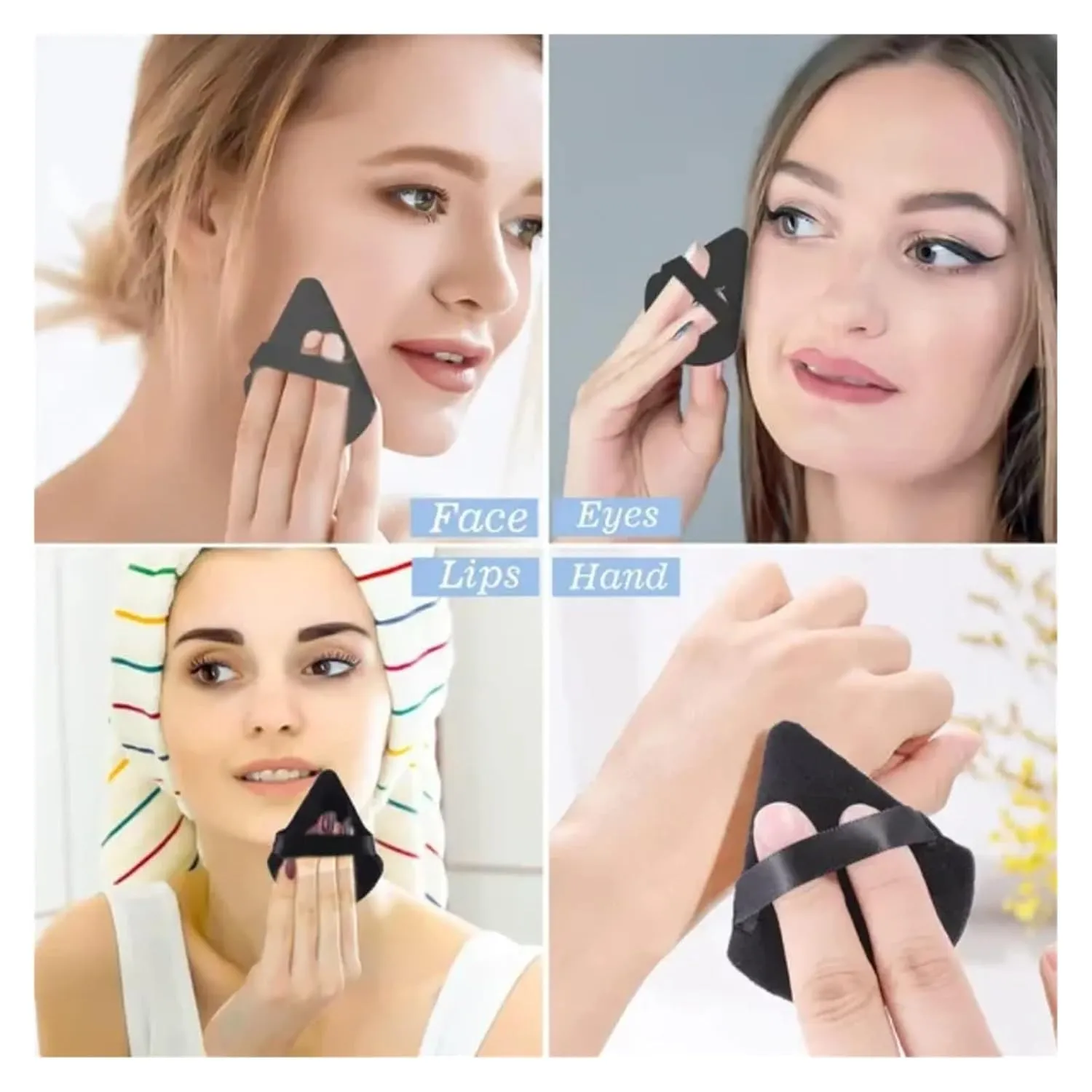 Triangle Powder Puff, Soft Sponge, Velvet Foundation Make-up Puff, Eye Contour, Cosmetic Shadow, Washable, 1 Piec (Color : White-1pcs)