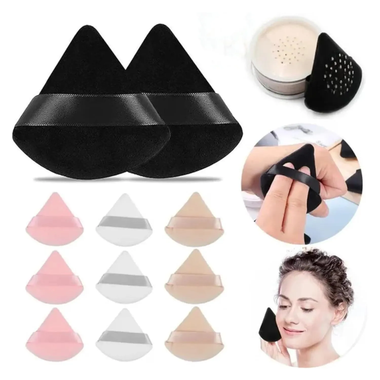 Triangle Powder Puff, Soft Sponge, Velvet Foundation Make-up Puff, Eye Contour, Cosmetic Shadow, Washable, 1 Piec (Color : White-1pcs)