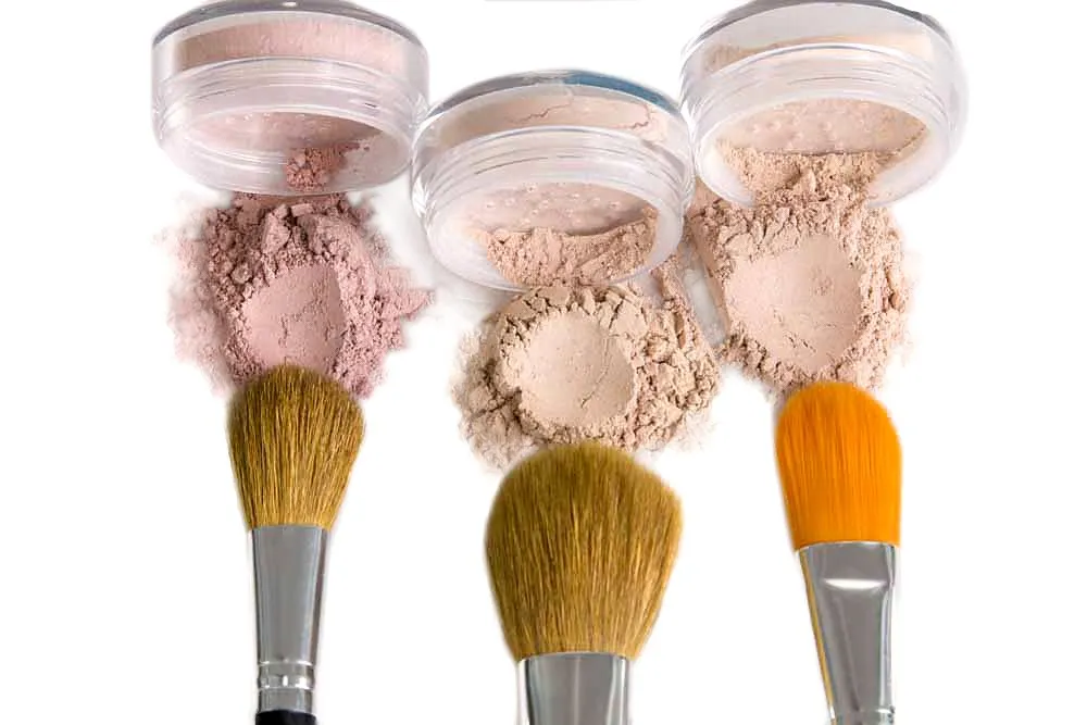 TRIO WITH BRUSHES (BEIGE) Full Size Kit Mineral Makeup Brush Set Foundation Concealer Blush Bare Face Sheer Powder Cover