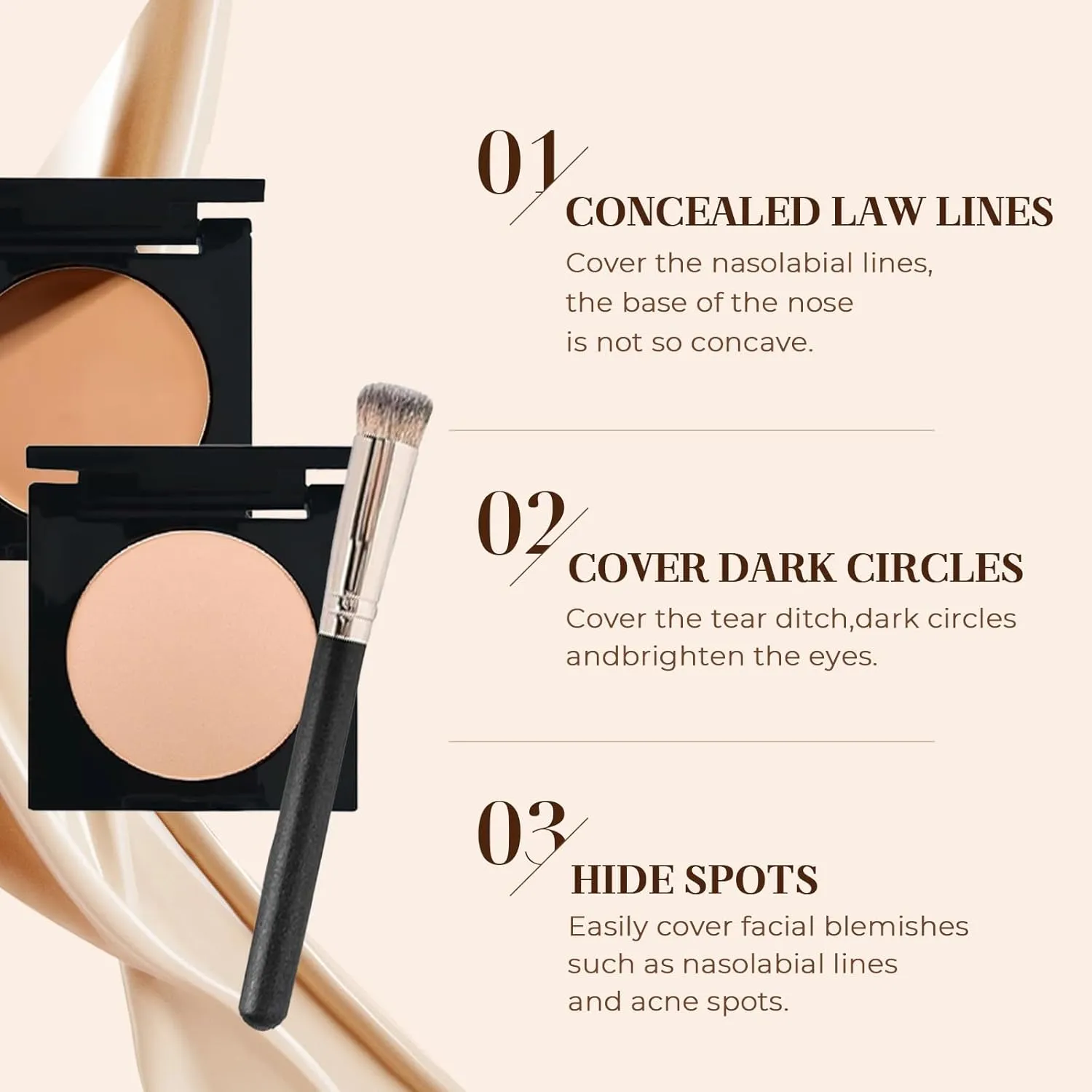 Under Eye Brightener, 2025 New Under Eye Brightener Conceal & Brighten Dark Circles, Under Eye Brightener Concealer, Moisturizing Foundation Eye Concealer for Dark Circles (Ivory, Large)