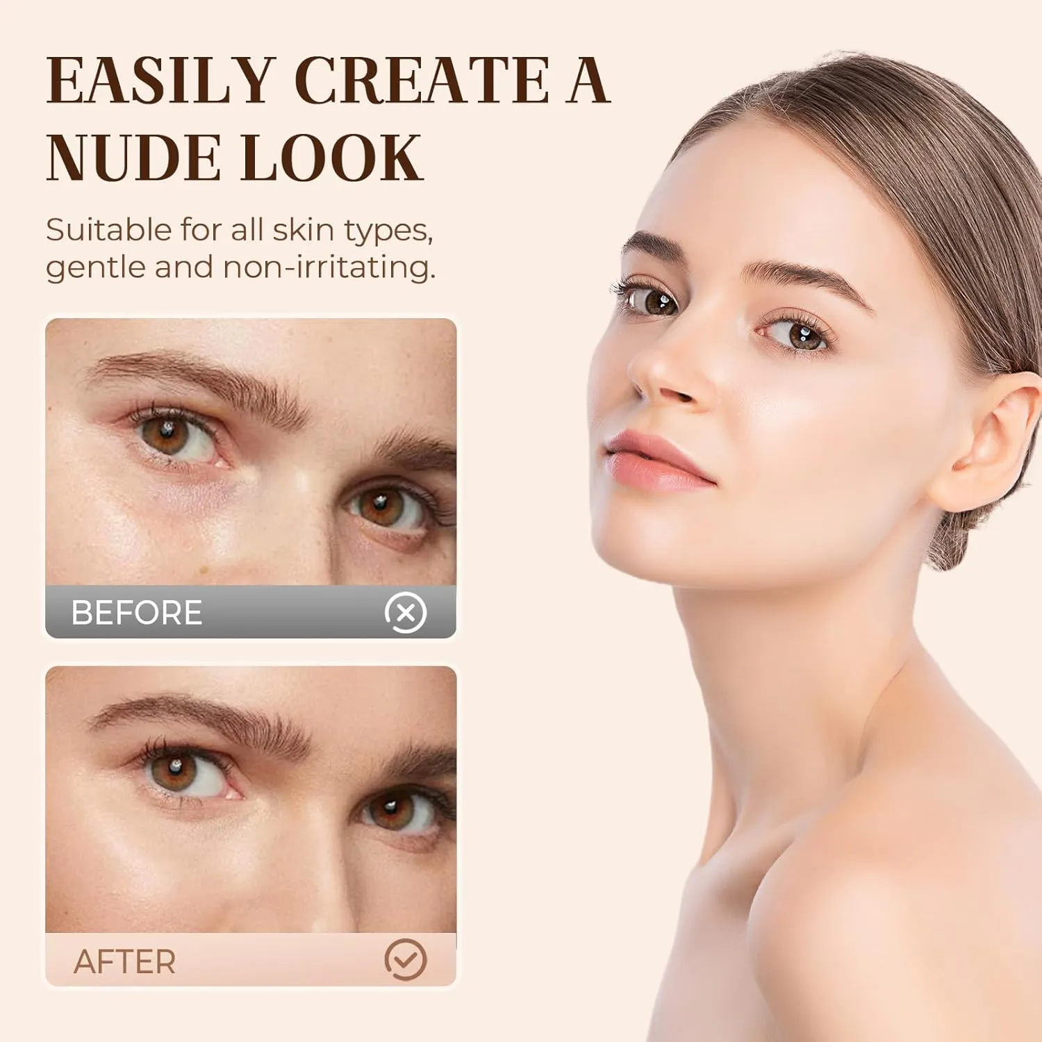 Under Eye Brightener, 2025 New Under Eye Brightener Conceal & Brighten Dark Circles, Under Eye Brightener Concealer, Moisturizing Foundation Eye Concealer for Dark Circles (Ivory, Large)