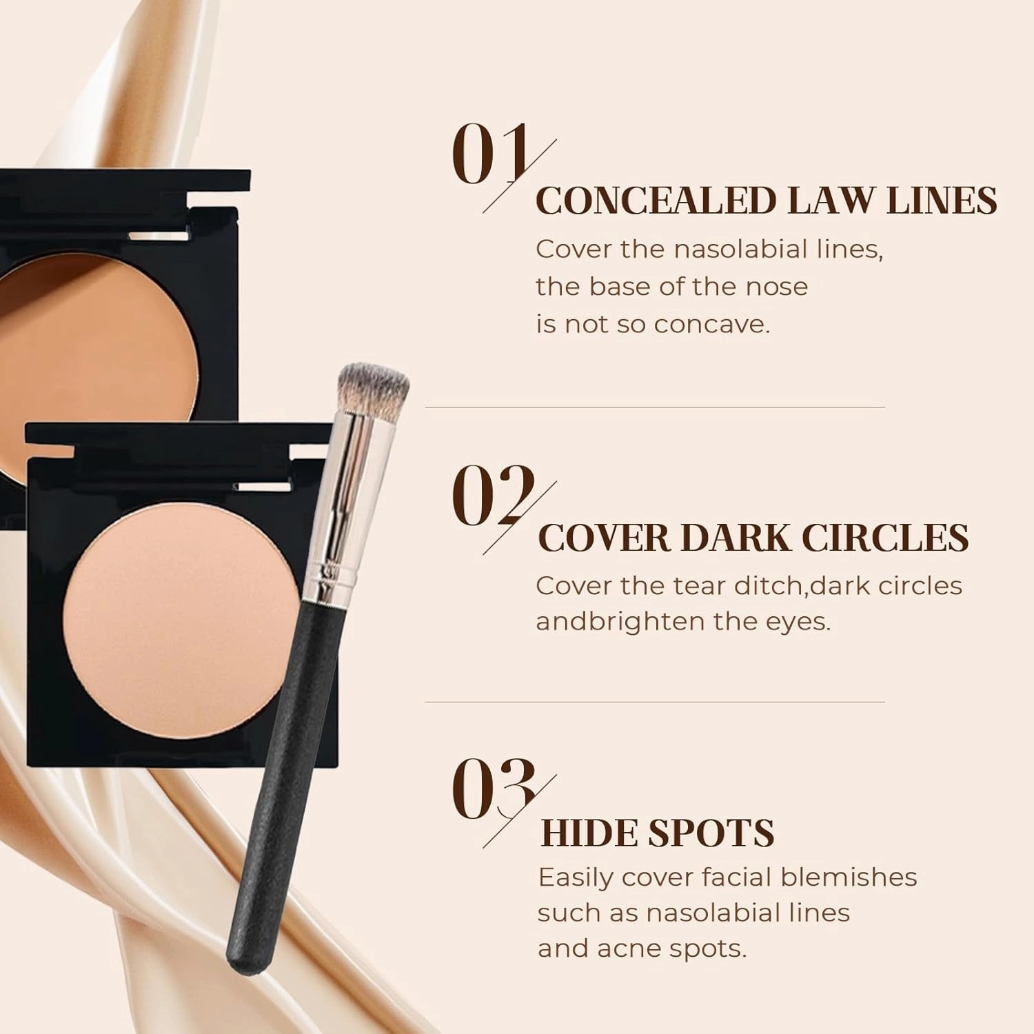 Under Eye Brightener, 2025 New Under Eye Brightener Conceal & Brighten Dark Circles, Under Eye Brightener Concealer, Moisturizing Foundation Eye Concealer for Dark Circles (Natural, Large)