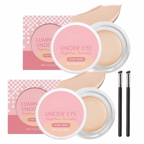 Under Eye Brightener, Brightening Cream Concealer, Under Eye Perfection Corrector, Full Coverage Under Eye Concealer Moisturizing Smooth Waterproof for Dark circles 2pcs (Ivory)