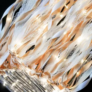 Unittype Wedding Wands Ribbon Streamers with Bells LED Fairy Light up Silk Fairy Wand Glow in the Dark Flashing Lace Stick for Wedding Birthday Party Favors (Champagne & Warm White LED,24 Pieces)