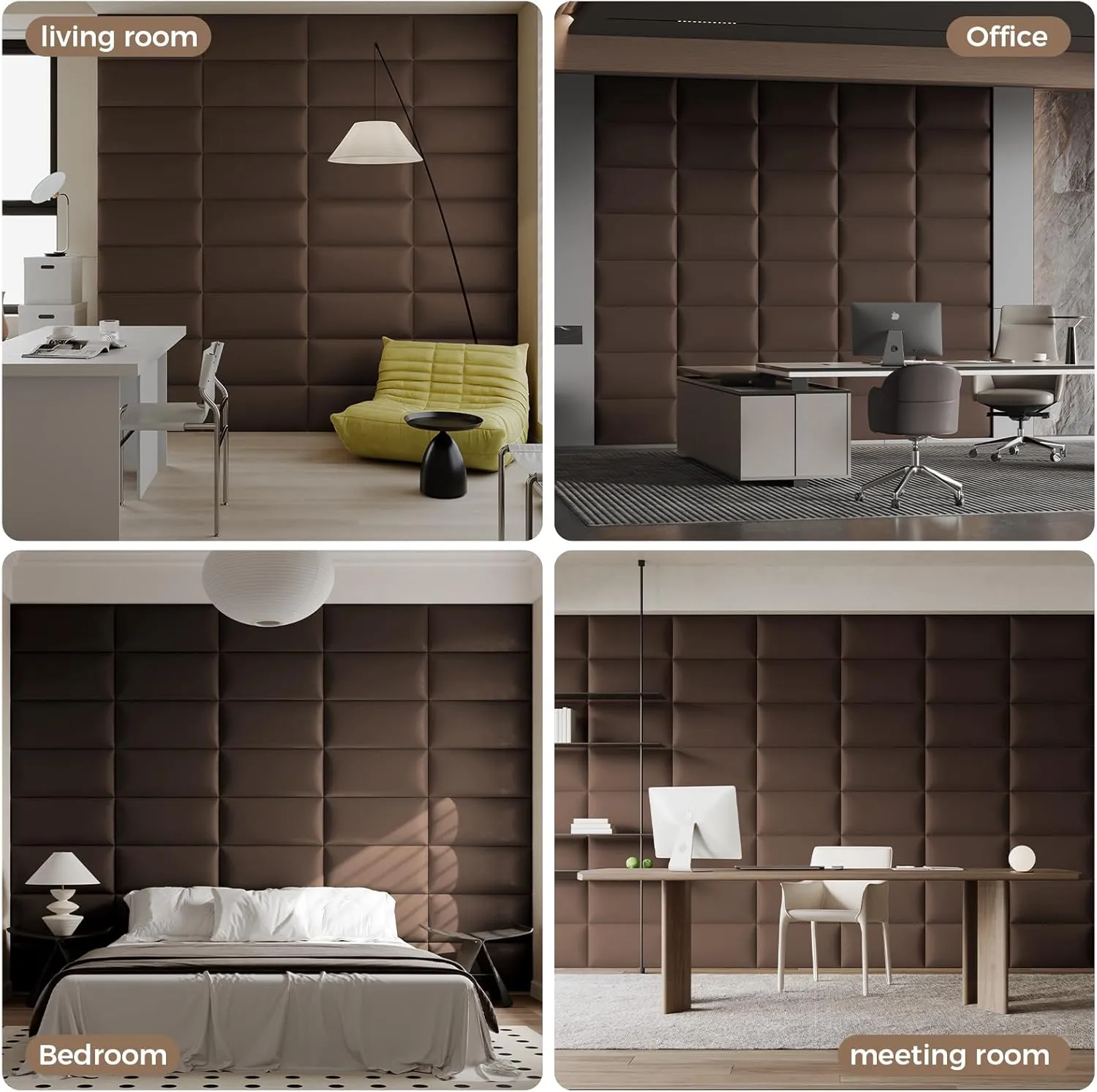 Upholstered Headboard Queen - Bed Backboard, Dark Brown Faux Leather Panels, 24 x 12 Inches Each, 6-Piece Set, Modern Headboard Queen Design, Easy to Assemble, Perfect for Queen Beds