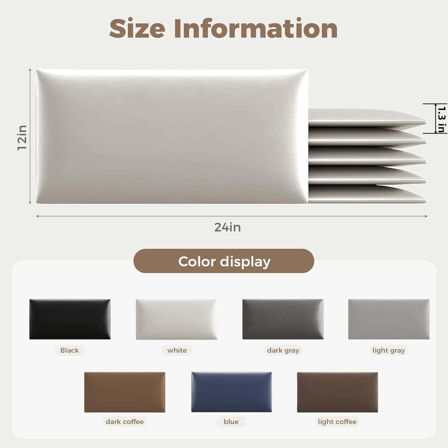 Upholstered Headboard Queen - Bed Backboard, Dark Brown Faux Leather Panels, 24 x 12 Inches Each, 6-Piece Set, Modern Headboard Queen Design, Easy to Assemble, Perfect for Queen Beds