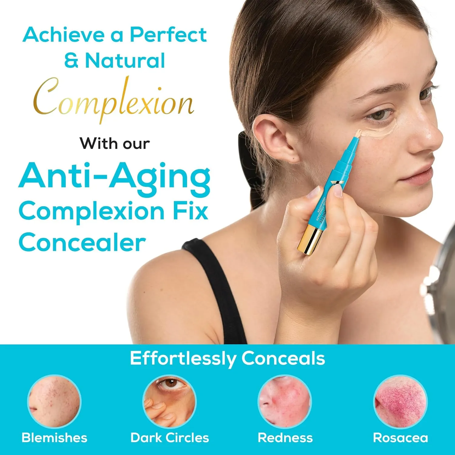 Veil Cosmetics - Complexion Fix Concealer - Liquid Concealer for Under Eye   Dark Circles - Highlight, Contour, Correct - Anti-Aging - Vegan Makeup Pen - Hydrating Lightweight (4N Tan Neutral)