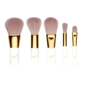 Veil Cosmetics | Pro On The Go 5 Piece Makeup Brush Set | 1 Concealer Brush, 1 Foundation Brush, 1 Lip Brush, 1 Cheek Brush & 1 Buffer Brush | Travel Size | Vegan | Powder, Liquid, or Cream Products