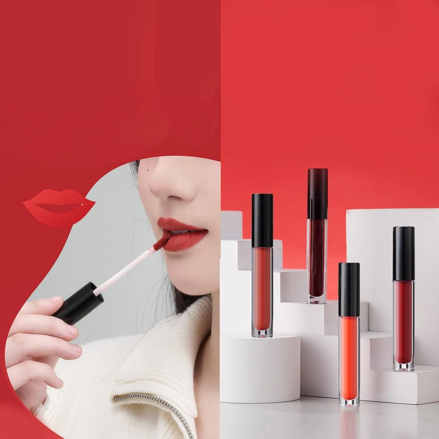 Velvet Matte Lip Glaze – Long-Lasting Satin Finish,Lightweight & Non-Sticky Liquid Lipstick for Smooth,Blurred Color Look (#724Dark red)