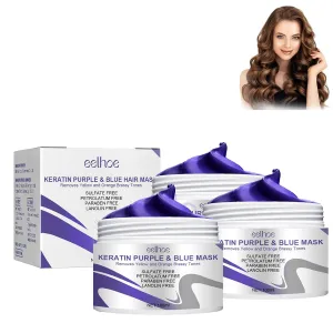Vitamins Keratin Purple Hair Mask,Violet Blue Protein Deep Conditioner Treatment,Toner For Blonde Platinum Silver Gray Ash Or Brown Colored Dry And Damaged Brassy Hair (3pcs)