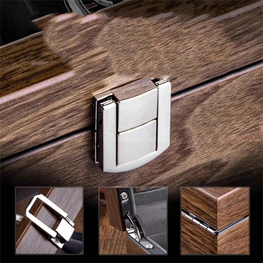 Watch Storage Box Walnut Wooden Watch Box Organizer for Men Brown Mechanical Watch Bracelet Collection Box Case Gift(Black)