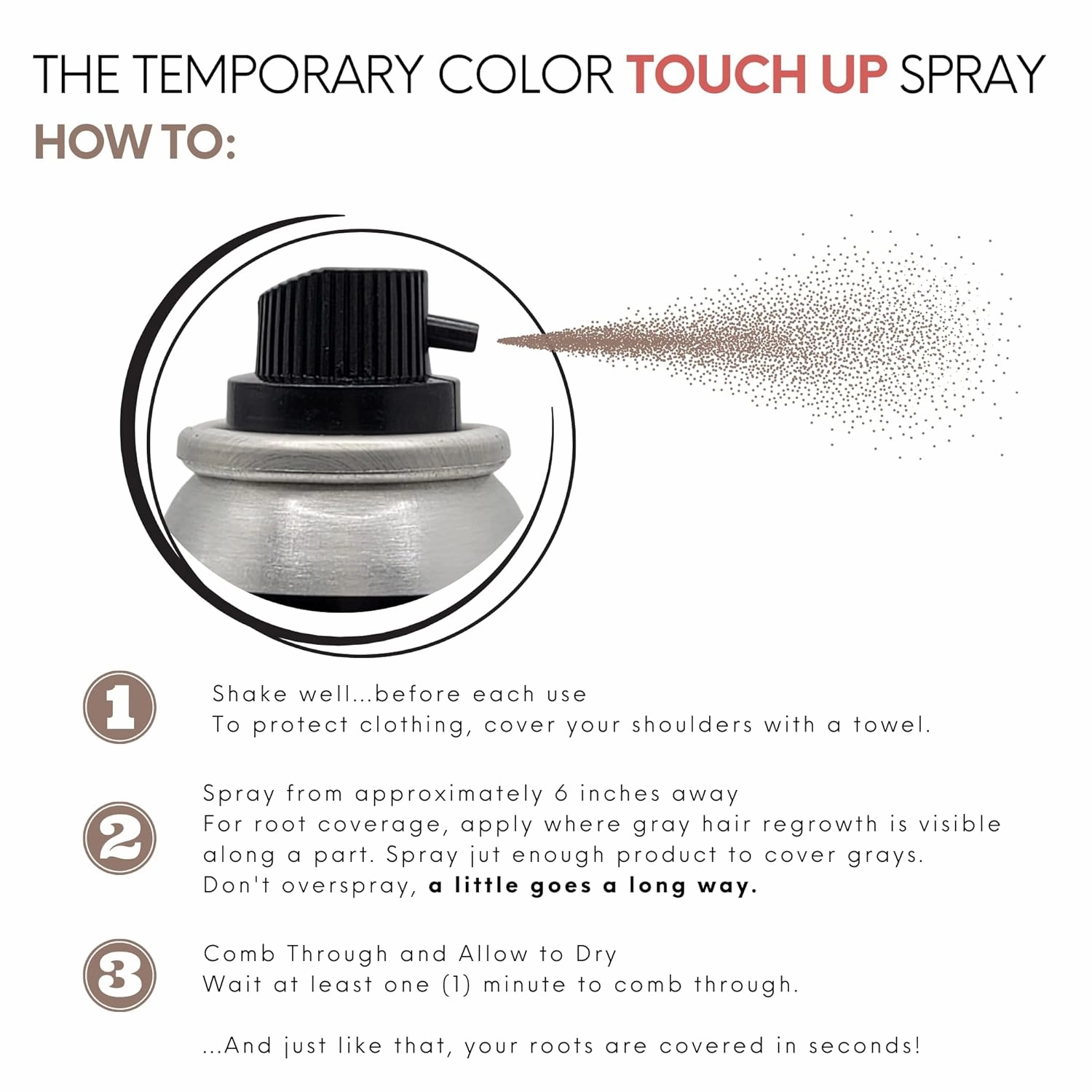 Watercolors Color Root Concealer - Temporary Hair Touch Up Spray Dye, Covers Gray Roots in Seconds (DARK BROWN)